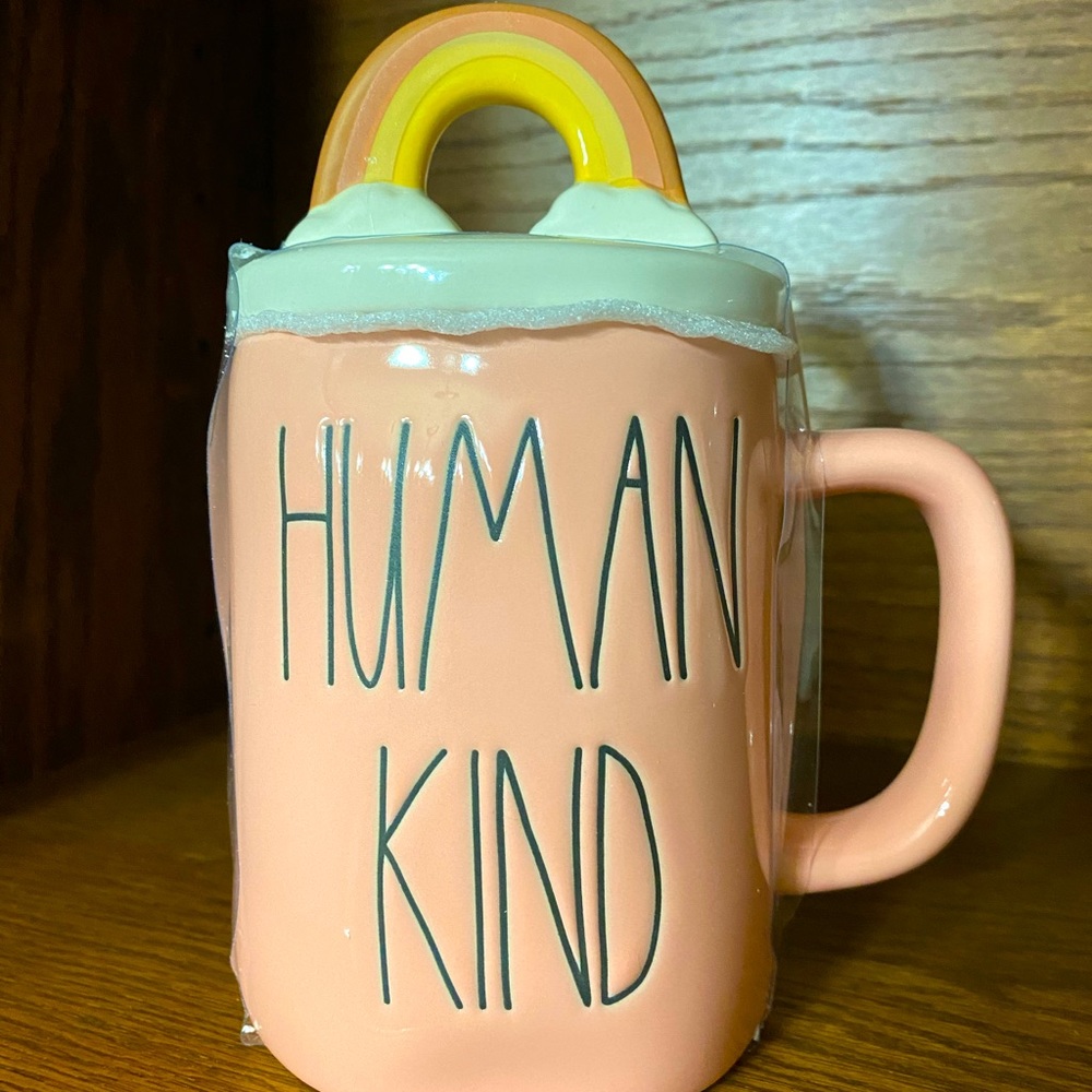Rae Dunn Human Kind Rainbow Topper Mug